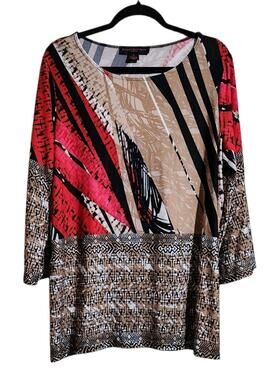 HAYLEY MATTHEWS Women Plus Size 2X Tunic Top Artsy Stretch Jersey Knit USA Made